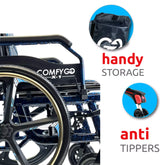 ComfyGO X-1 Manual Lightweight Wheelchair (17.5" Wide Seat)